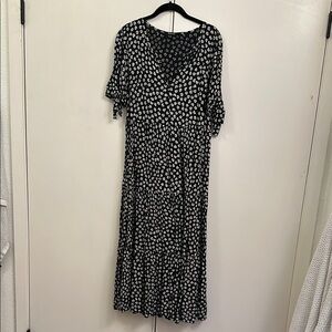 Floral Black and White Maxi Dress